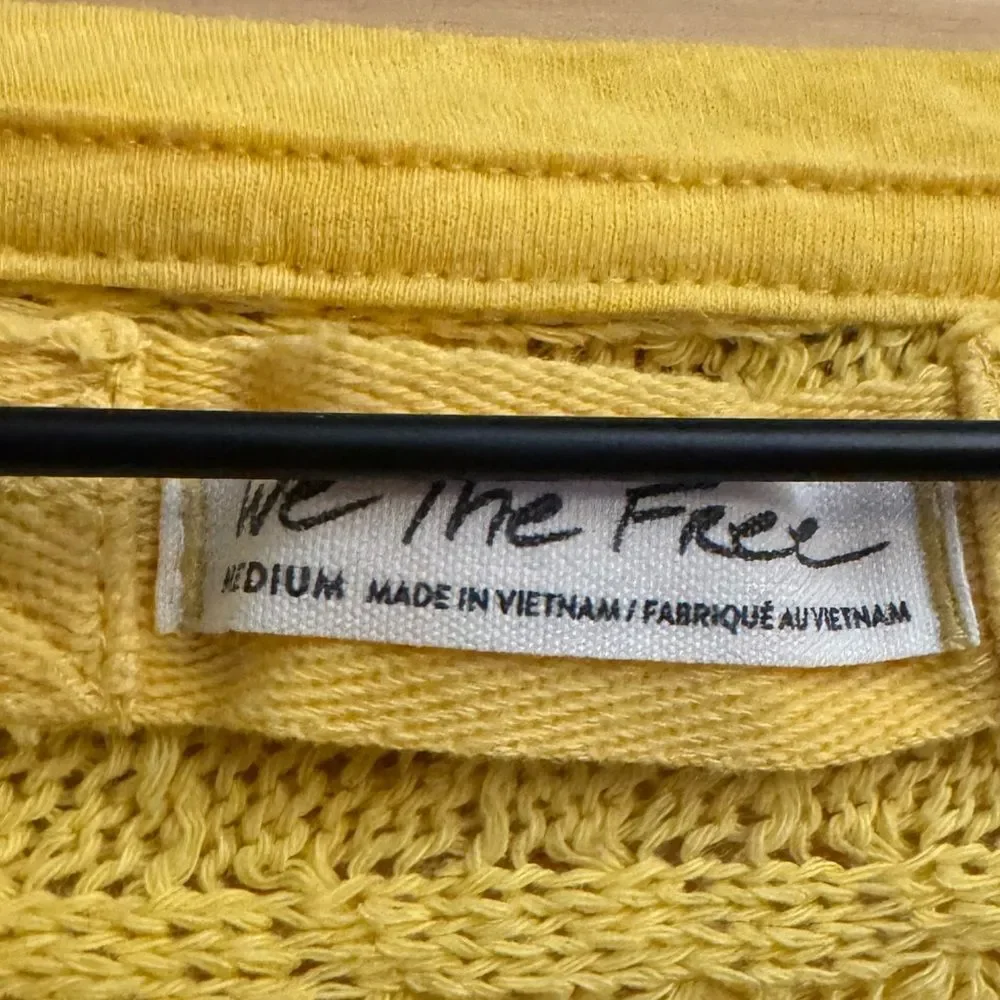 We The Free Size Medium Bright Yellow Thein Hacci V Neck Lightweight Sweater